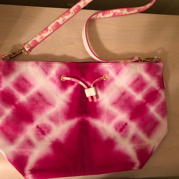 New Estée Lauder Pink Tie Dye Drawstring Bag w/ Removable Strap - Picture 1 of 5